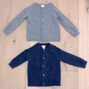 2 Baby Button Up Cardigan Sweater- Cat & Jack Grey and Navy 24 Months